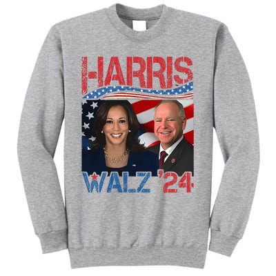 Harris Walz Waltz 2024 Distressed Tall Sweatshirt