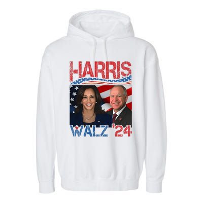 Harris Walz Waltz 2024 Distressed Garment-Dyed Fleece Hoodie