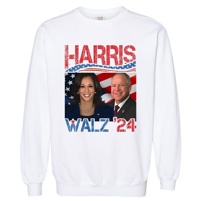 Harris Walz Waltz 2024 Distressed Garment-Dyed Sweatshirt