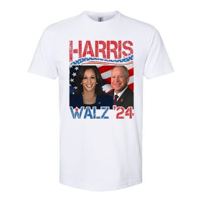 Harris Walz Waltz 2024 Distressed Softstyle CVC T-Shirt