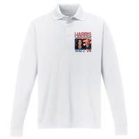 Harris Walz Waltz 2024 Distressed Performance Long Sleeve Polo