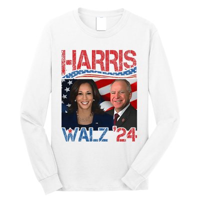 Harris Walz Waltz 2024 Distressed Long Sleeve Shirt