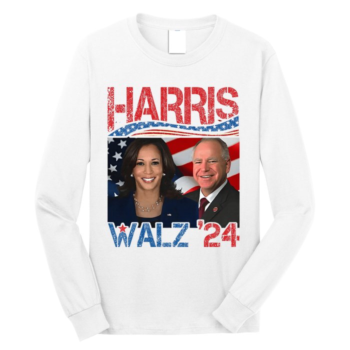 Harris Walz Waltz 2024 Distressed Long Sleeve Shirt