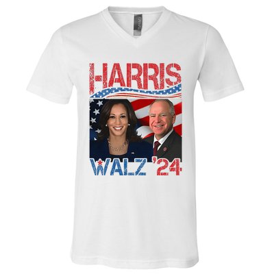 Harris Walz Waltz 2024 Distressed V-Neck T-Shirt