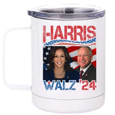 Harris Walz Waltz 2024 Distressed 12 oz Stainless Steel Tumbler Cup