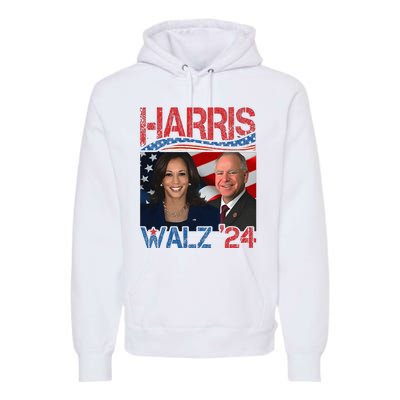 Harris Walz Waltz 2024 Distressed Premium Hoodie