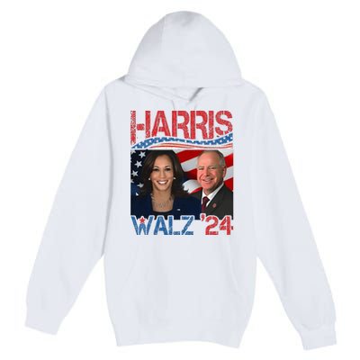 Harris Walz Waltz 2024 Distressed Premium Pullover Hoodie