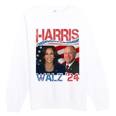 Harris Walz Waltz 2024 Distressed Premium Crewneck Sweatshirt