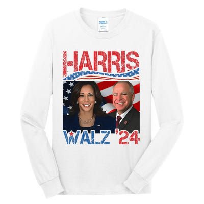 Harris Walz Waltz 2024 Distressed Tall Long Sleeve T-Shirt