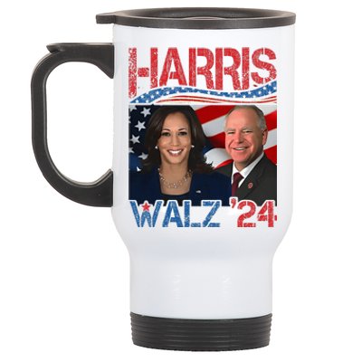 Harris Walz Waltz 2024 Distressed Stainless Steel Travel Mug