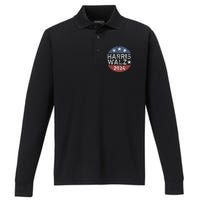 Harris Walz Waltz 2024 Retro Vintage Performance Long Sleeve Polo