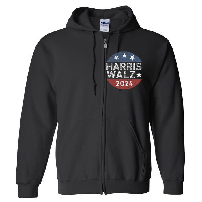 Harris Walz Waltz 2024 Retro Vintage Full Zip Hoodie