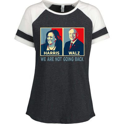 Harris Waltz We Are Not Going Back Kamala Harris 2024 Enza Ladies Jersey Colorblock Tee