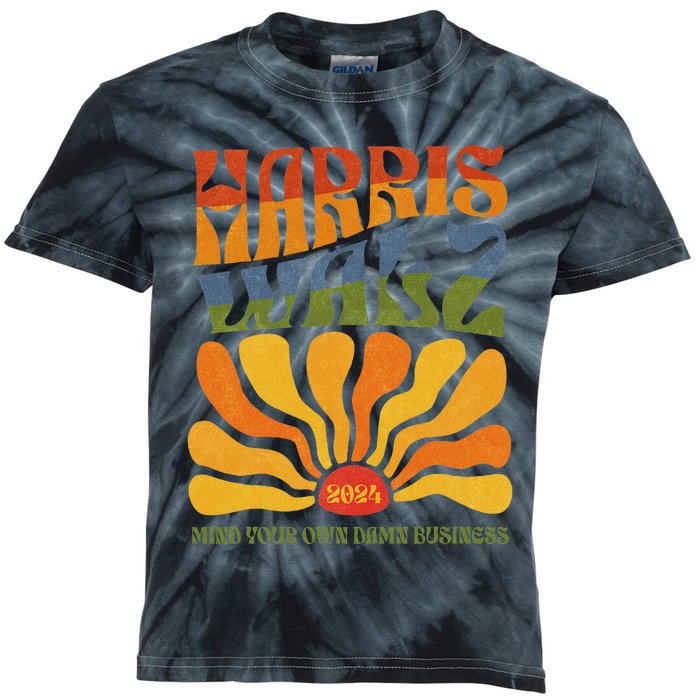 Harris Walz Waltz 2024 Mind Your Own Damn Business Kids Tie-Dye T-Shirt