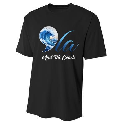 Harris Walz Waltz 2024 Blue Wave Comma La And The Coach Performance Sprint T-Shirt