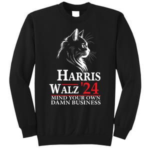 Harris Walz Waltz 2024 Mind Your Own Damn Business Cat Lady Sweatshirt