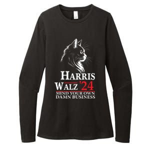 Harris Walz Waltz 2024 Mind Your Own Damn Business Cat Lady Womens CVC Long Sleeve Shirt