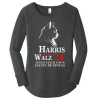 Harris Walz Waltz 2024 Mind Your Own Damn Business Cat Lady Women's Perfect Tri Tunic Long Sleeve Shirt