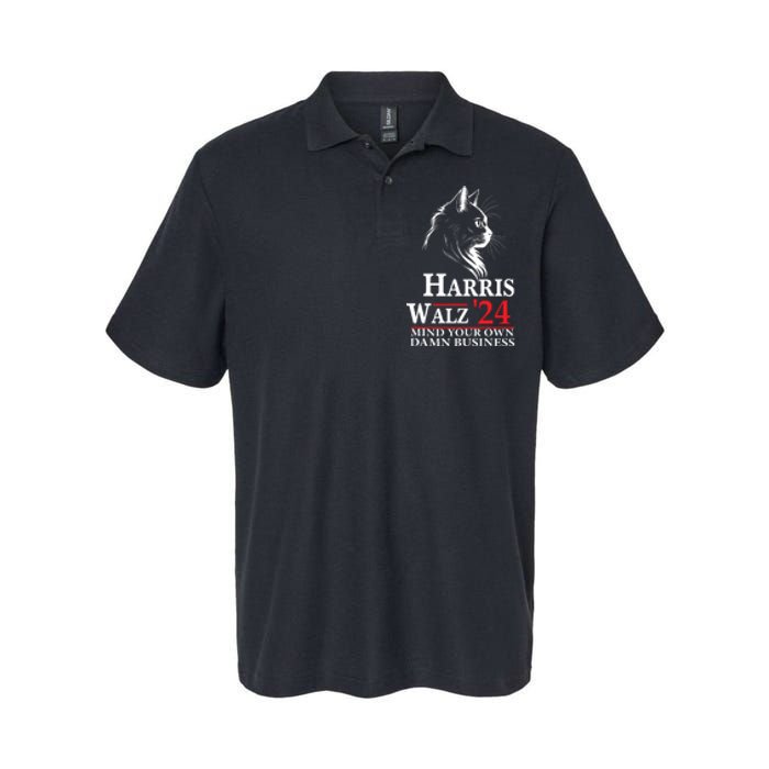 Harris Walz Waltz 2024 Mind Your Own Damn Business Cat Lady Softstyle Adult Sport Polo