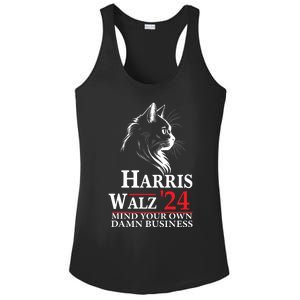 Harris Walz Waltz 2024 Mind Your Own Damn Business Cat Lady Ladies PosiCharge Competitor Racerback Tank