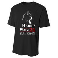 Harris Walz Waltz 2024 Mind Your Own Damn Business Cat Lady Performance Sprint T-Shirt