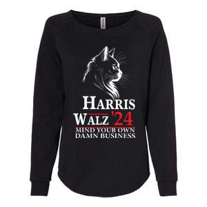 Harris Walz Waltz 2024 Mind Your Own Damn Business Cat Lady Womens California Wash Sweatshirt