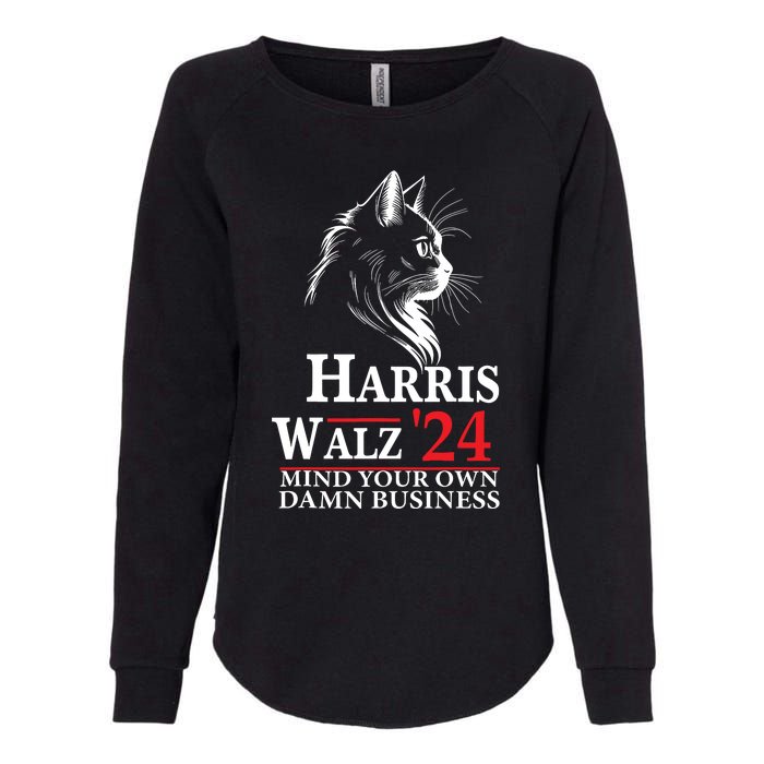 Harris Walz Waltz 2024 Mind Your Own Damn Business Cat Lady Womens California Wash Sweatshirt