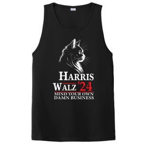 Harris Walz Waltz 2024 Mind Your Own Damn Business Cat Lady PosiCharge Competitor Tank