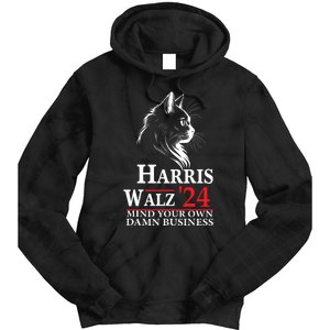 Harris Walz Waltz 2024 Mind Your Own Damn Business Cat Lady Tie Dye Hoodie