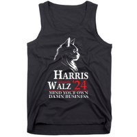 Harris Walz Waltz 2024 Mind Your Own Damn Business Cat Lady Tank Top