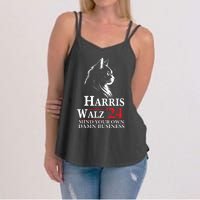 Harris Walz Waltz 2024 Mind Your Own Damn Business Cat Lady Women's Strappy Tank