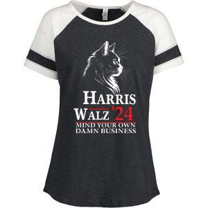 Harris Walz Waltz 2024 Mind Your Own Damn Business Cat Lady Enza Ladies Jersey Colorblock Tee