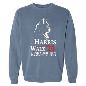 Harris Walz Waltz 2024 Mind Your Own Damn Business Cat Lady Garment-Dyed Sweatshirt