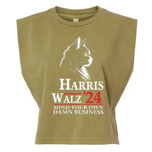 Harris Walz Waltz 2024 Mind Your Own Damn Business Cat Lady Garment-Dyed Women's Muscle Tee