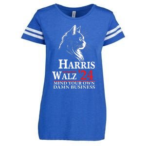 Harris Walz Waltz 2024 Mind Your Own Damn Business Cat Lady Enza Ladies Jersey Football T-Shirt