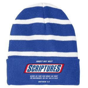 Hungry Why Wait Scriptures Blessed Are Those Who Hunger Striped Beanie with Solid Band