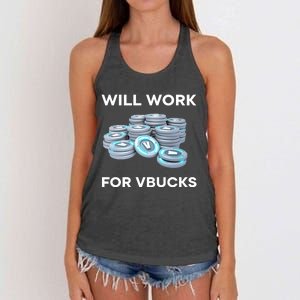 Hard Will Work For Vbucks Women's Knotted Racerback Tank