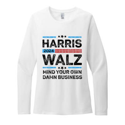 Harris Walz Waltz 2024 Mind Your Own Damn Business Womens CVC Long Sleeve Shirt