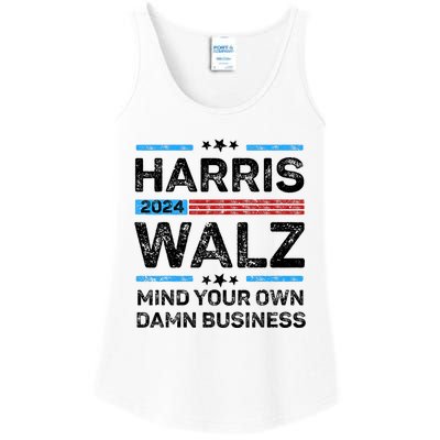 Harris Walz Waltz 2024 Mind Your Own Damn Business Ladies Essential Tank