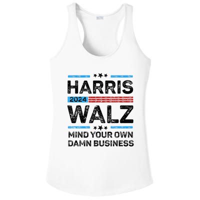 Harris Walz Waltz 2024 Mind Your Own Damn Business Ladies PosiCharge Competitor Racerback Tank