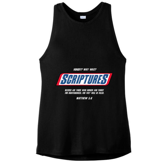 Hungry Why Wait Scriptures Blessed Are Those Who Hunger Ladies PosiCharge Tri-Blend Wicking Tank
