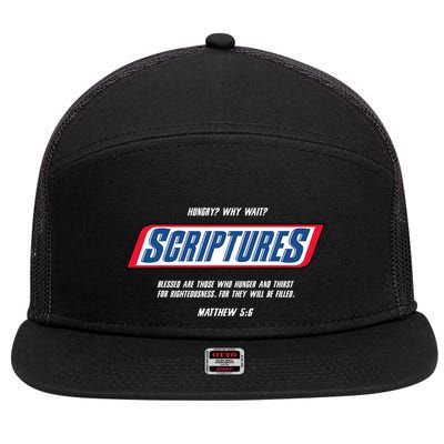 Hungry Why Wait Scriptures Blessed Are Those Who Hunger 7 Panel Mesh Trucker Snapback Hat