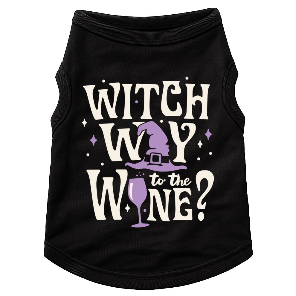 Halloween Witch Way To The Wine? Gift Doggie Tank