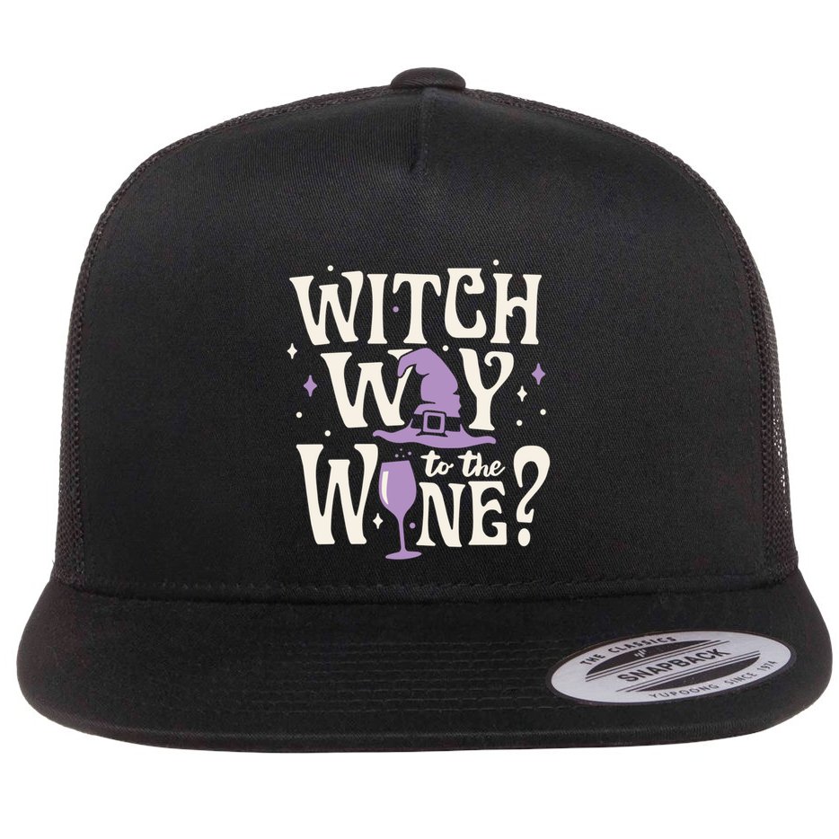 Halloween Witch Way To The Wine? Gift Flat Bill Trucker Hat