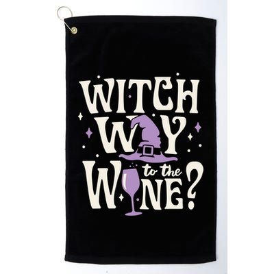 Halloween Witch Way To The Wine? Gift Golf Towel
