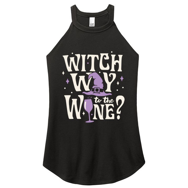 Halloween Witch Way To The Wine? Gift Women's Perfect Tri Rocker Tank