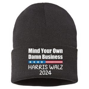 Harris Walz Waltz 2024 Mind Your Own Damn Business Sustainable Knit Beanie