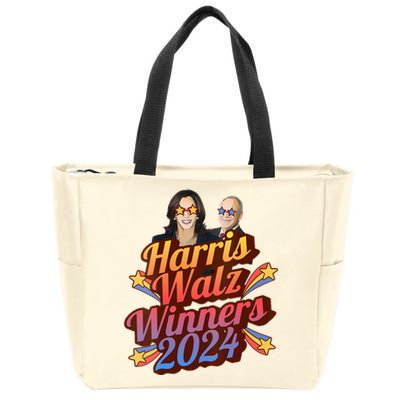 Harris Walz Winners 2024 Retro Zip Tote Bag