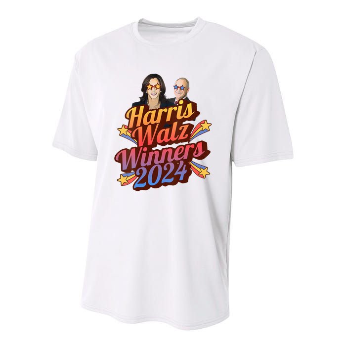 Harris Walz Winners 2024 Retro Youth Performance Sprint T-Shirt