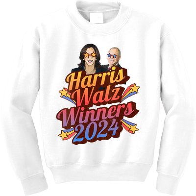 Harris Walz Winners 2024 Retro Kids Sweatshirt